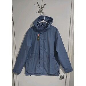 NWT Ozark Trail Mens Hooded Rain Jacket Waterproof Wind Proof Blue Outerwear Med